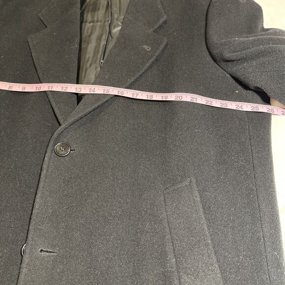 Christian Aujard Single Breasted Cashmere Blend Black 3 Button Overcoat Size 44R - Picture 13 of 16